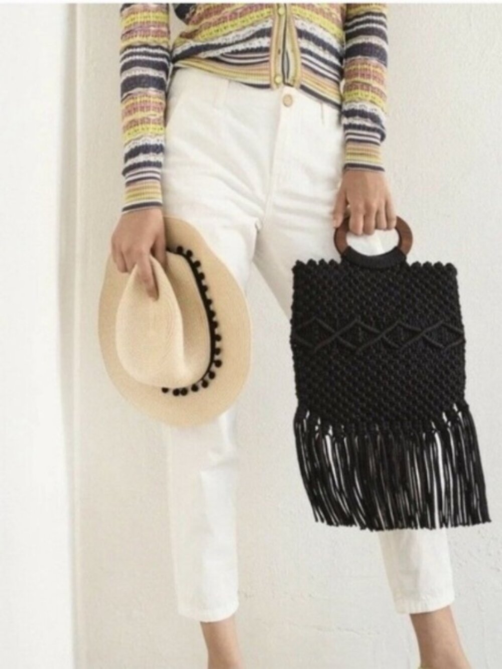 Danielle Nicole Black Macrame Fringe Bag - NWT